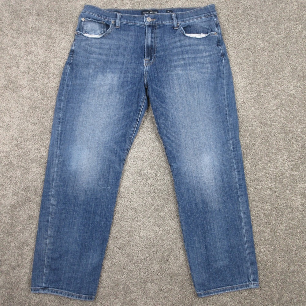 Lucky Brand Jeans Mens 38x30 Blue 221 Straight Faded Flex‎ Whisker Denim Pants